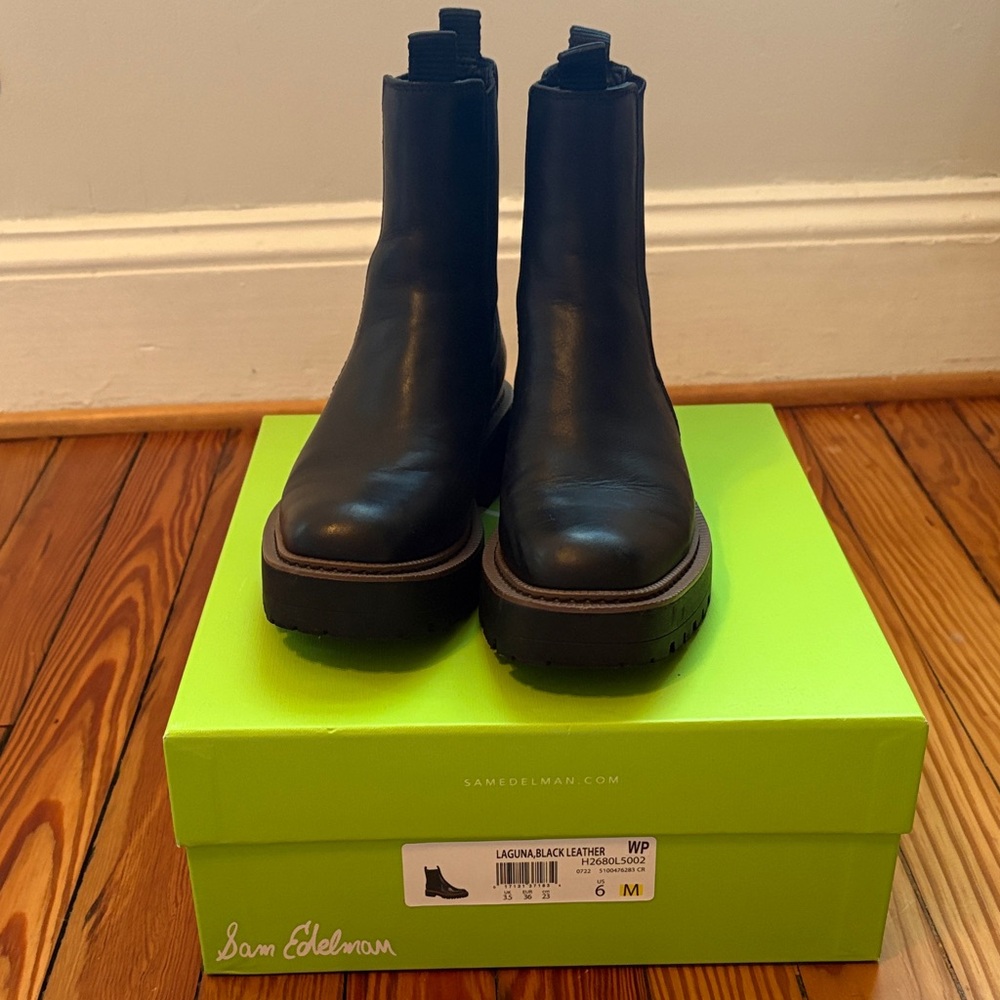 Sam Edelman Laguna Black Leather Chelsea Boots